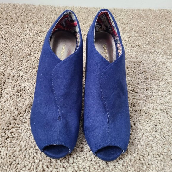 Blue Faux Suede Bootie 5 - Picture 6 of 7